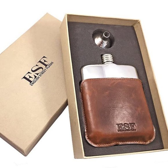 Stainless Steel 6oz Flask in vegan Leather Holster - Picture 3 of 8